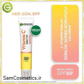 ضد آفتاب فلوئید رنگی گارنیر | Garnier مدل +Vitamin C SPF50 حجم 40 میل