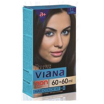 کیت رنگ مو ویانا Viana شماره 3.1 (قهوه ای خاکستری تیره) حجم 120 میل