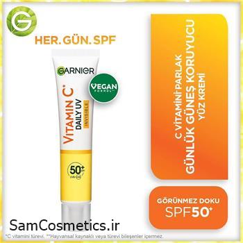 ضد آفتاب فلوئید بی رنگ گارنیر | Garnier مدل +Vitamin C SPF50 حجم 40 میل
