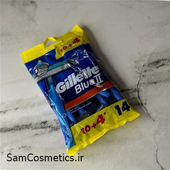 تیغ اصلاح مردانه 2 تیغ ژیلت | Gillette مدل Blue2 Plus بسته 14 عددی