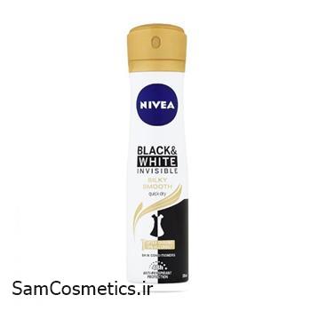 اسپری ضد تعریق زنانه نیوآ | Nivea سری Black & White مدل silky smooth حجم 150 میل