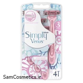 تیغ اصلاح زنانه ژیلت ونوس | Venus Gillette مدل Simply بسته 4 تایی