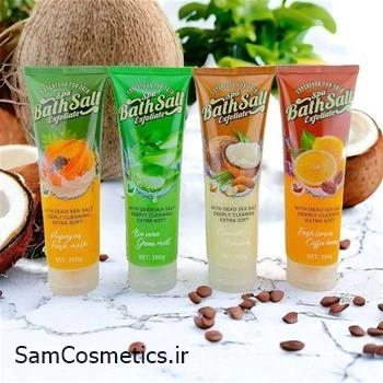 نمک حمام (اسکراب) تیوپی بدن ووکالی | WOKALI رایحه آلوئه ورا نعناع حجم 380 گرم