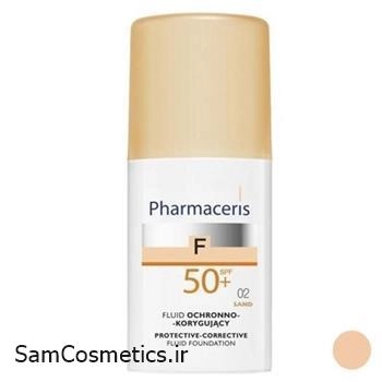 ضد آفتاب کرم پودری فلوئید فارماسریز +SPF50 حجم 50 میل | Pharmaceris F Foundation | کد 02 sand