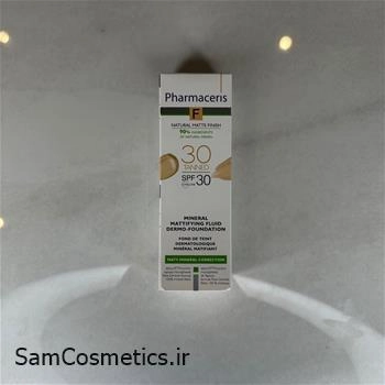 ضد آفتاب کرم پودری فلوئید فارماسریز +SPF30 حجم 50 میل | Pharmaceris F Foundation | کد 30 tanned