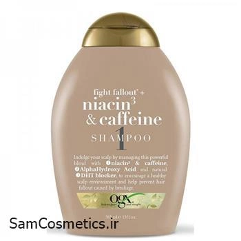 شامپو فری سولفات او جی ایکس | OGX مدل Niacin+Caffein جلوگیری از ریزش مو حجم 385 میل