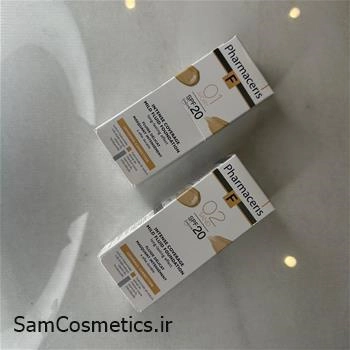 ضد آفتاب کرم پودری فلوئید فارماسریز +SPF20 حجم 30 میل | Pharmaceris F Foundation | کد 03 bronze
