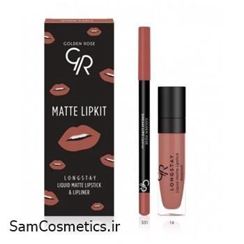 کیت رژ لب مایع و خط لب گلدن رز | GOLDEN ROSE کد WARM SABLE