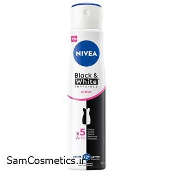 اسپری ضد تعریق زنانه نیوآ | Nivea مدل black & white clear حجم 150 میل