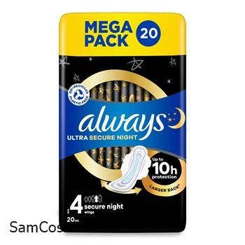 نوار بهداشتی الویز | Always ویژه شب مدل Ultra Secure Night سایز 4 بسته 20 عددی