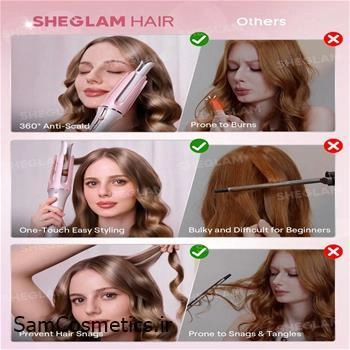 دستگاه فر کننده مو شیگلم | SHEGLAM مدل baby pink سایز 19 میلی متر