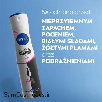 اسپری ضد تعریق زنانه نیوآ | Nivea مدل black & white clear حجم 150 میل