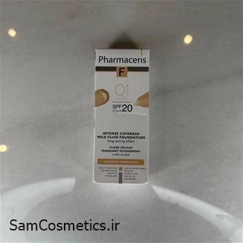 ضد آفتاب کرم پودری فلوئید فارماسریز +SPF20 حجم 30 میل | Pharmaceris F Foundation | کد 01 ivory