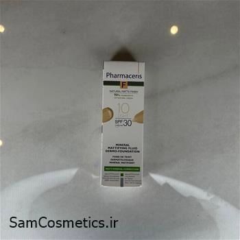 ضد آفتاب کرم پودری فلوئید فارماسریز +SPF30 حجم 50 میل | Pharmaceris F Foundation | کد 10 light