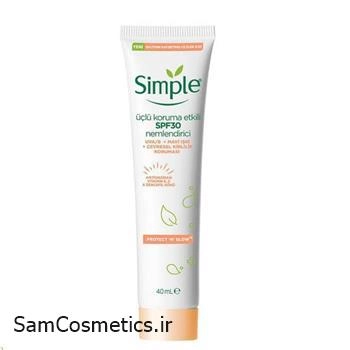 کرم مرطوب کننده و ضد آفتاب و ضد لک سه کاره سیمپل با spf30
