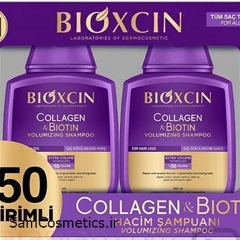 پک دو عددی شامپو بیوکسین | bioxcin مدل collagen حجم دهنده و ضد ریزش