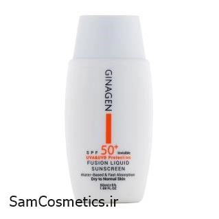ضد آفتاب بی رنگ ژیناژن +spf50 مدل Fusion liquid حجم 50 میل | Ginagen | مناسب پوست خشک و معمولی