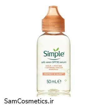 سرم ضدآفتاب و درخشان کننده سیمپل | simple مدل Protect N Glow با spf 30 حجم 50 میل
