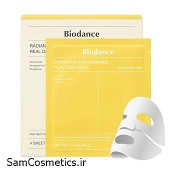 ماسک ورقه‌ای هیدروژلی بایودنس ضد لک Radiant Vita Niacinamide وزن 34 گرم | BIODANCE Real Deep Mask