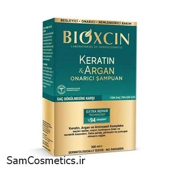 شامپو ترمیم کننده بیوکسین | Bioxcin حاوی روغن آرگان و کراتین حجم 300 میل