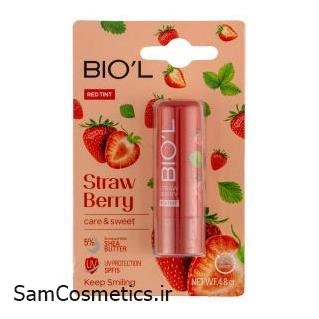 بالم لب رنگی بیول مدل توت فرنگی با SPF15 وزن 4.8 گرم | BIOL Lip Balm